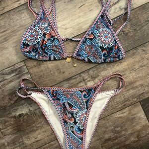 Blue and red charm bikini